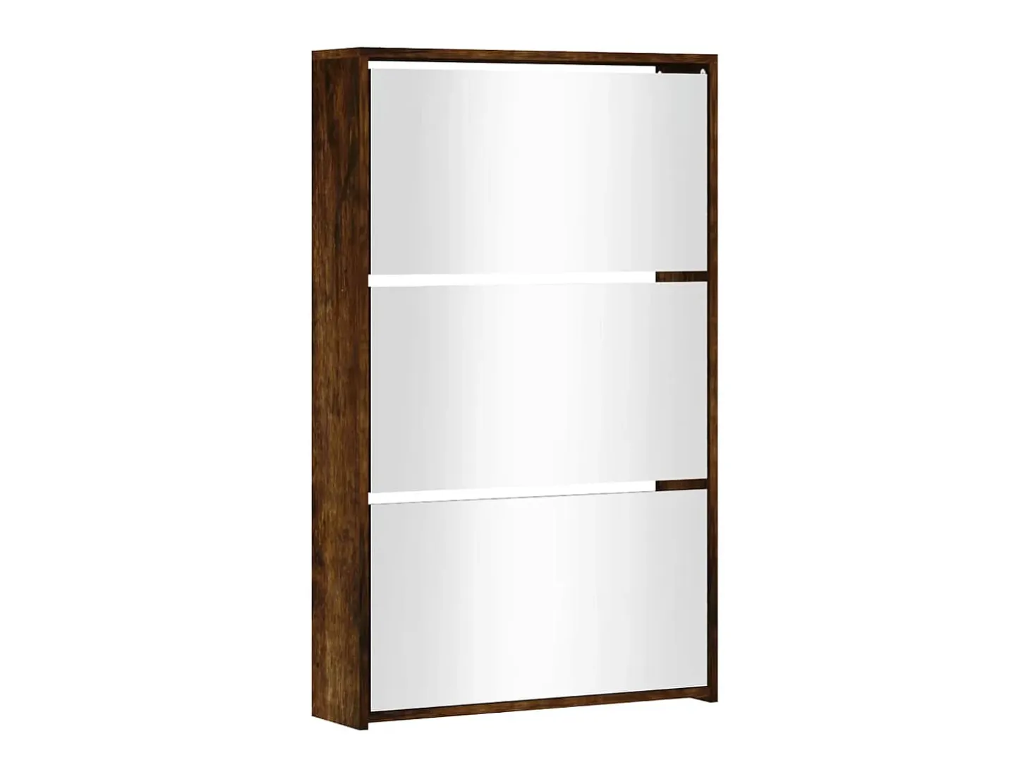 Mueble zapatero y espejo 3 niveles roble ahumado 63x17x102,5 cm ES234441