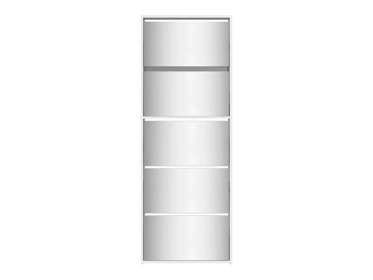 Mueble zapatero y espejo 5 niveles blanco brillo 63x17x169,5 cm ES620717