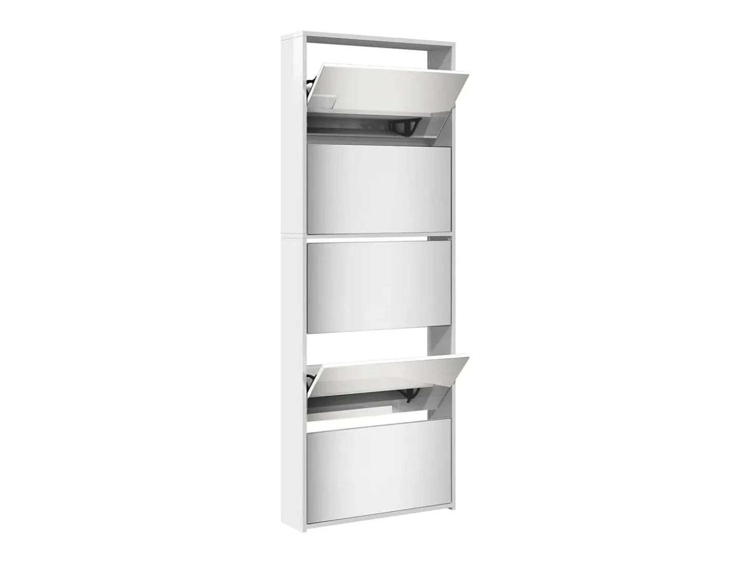 Mueble zapatero y espejo 5 niveles blanco brillo 63x17x169,5 cm ES620717