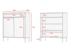 Mueble zapatero/armario - A89cm x L90cm x P29cm nogal claro - Alice