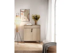 Mueble zapatero/armario - A89cm x L90cm x P29cm nogal claro - Alice