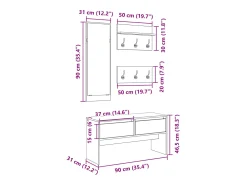 Muebles de recibidor 4 piezas madera de ingeniería marrón roble
