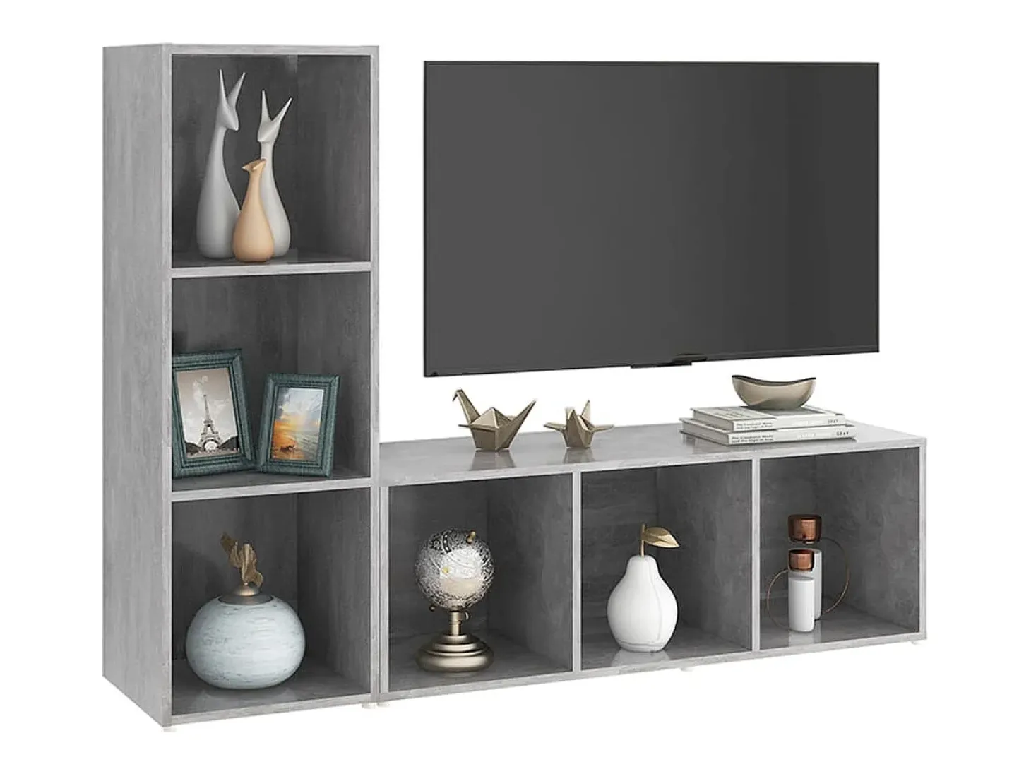 Muebles de salón 2 piezas madera ingeniería gris hormigón