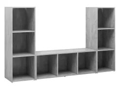 Muebles de salón 3 piezas madera ingeniería gris hormigón