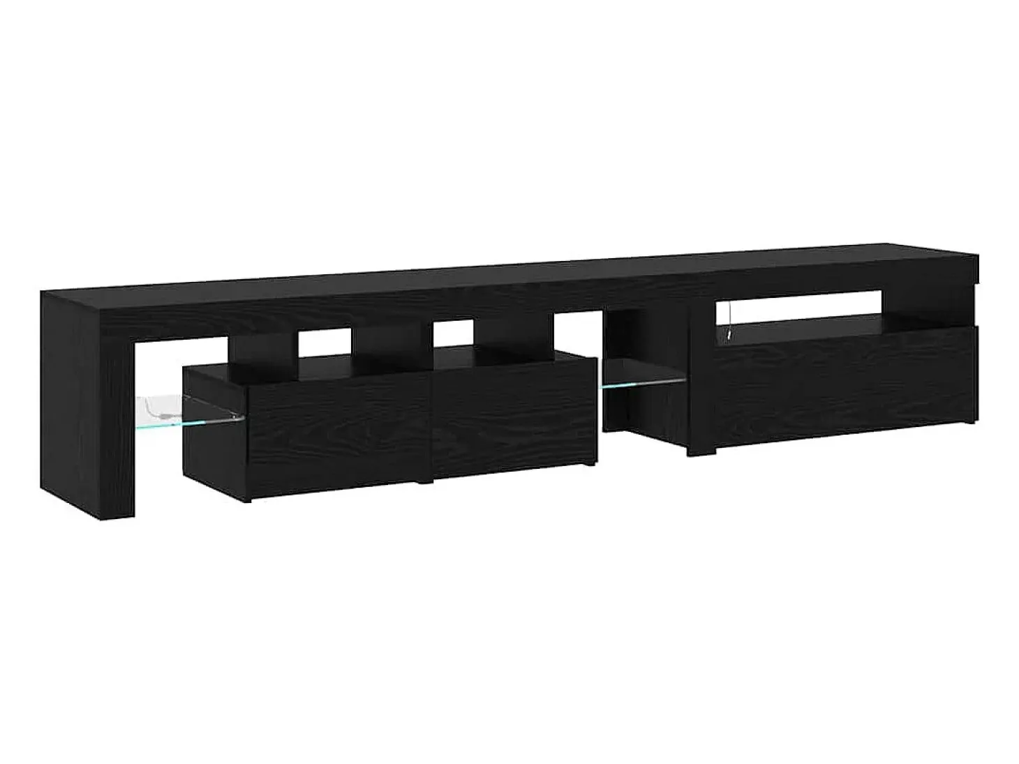 Muebles de TV 2 pcs con luces LED de roble negro y madera elaborada