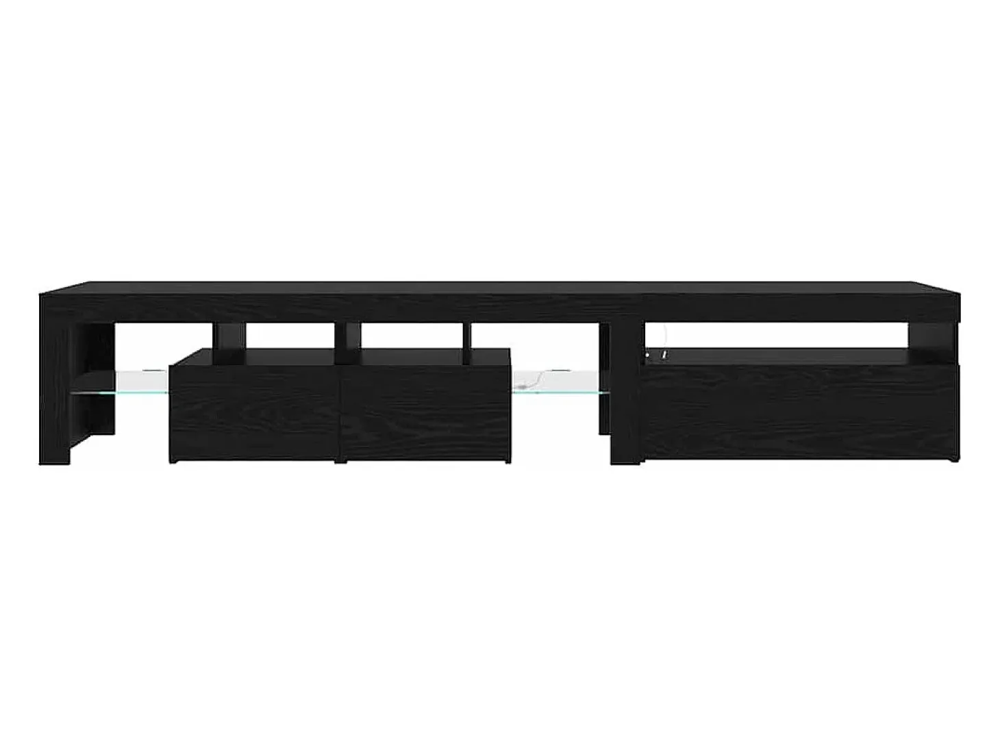 Muebles de TV 2 pcs con luces LED de roble negro y madera elaborada