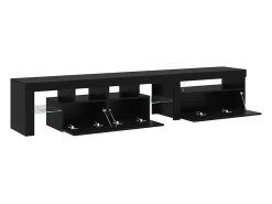 Muebles de TV 2 pcs con luces LED de roble negro y madera elaborada