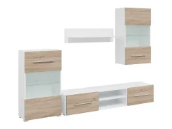 Muebles de TV 5 piezas con iluminación LED roble sonoma