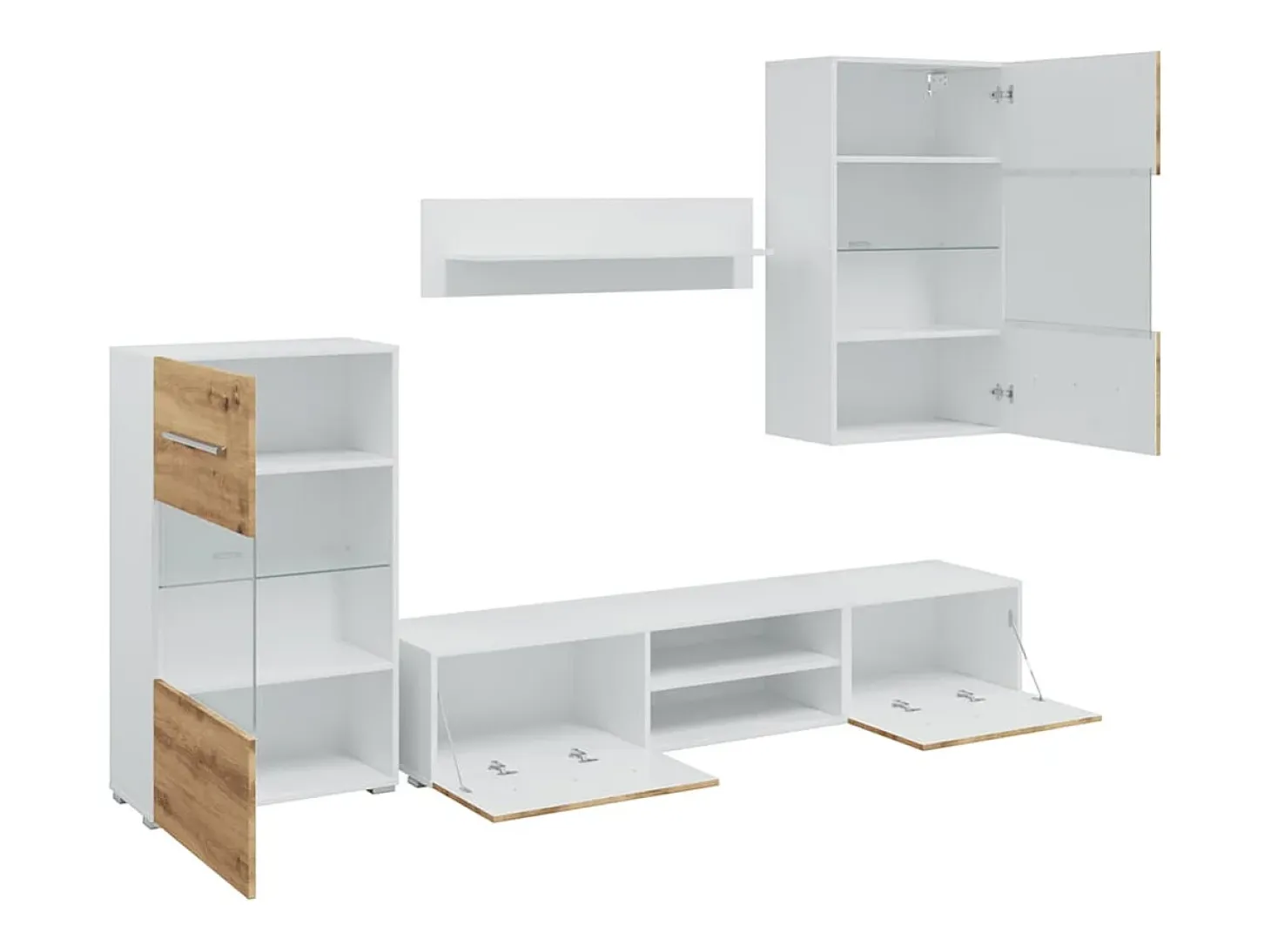 Muebles de TV 5 piezas con iluminación LED roble artesanal