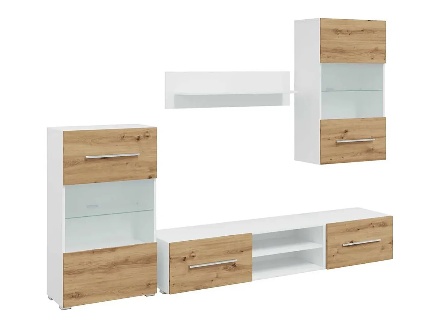Muebles de TV 5 piezas con iluminación LED roble artesanal