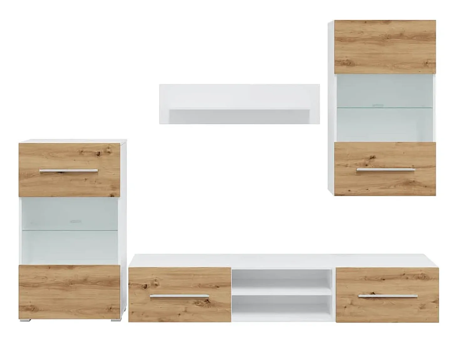 Muebles de TV 5 piezas con iluminación LED roble artesanal