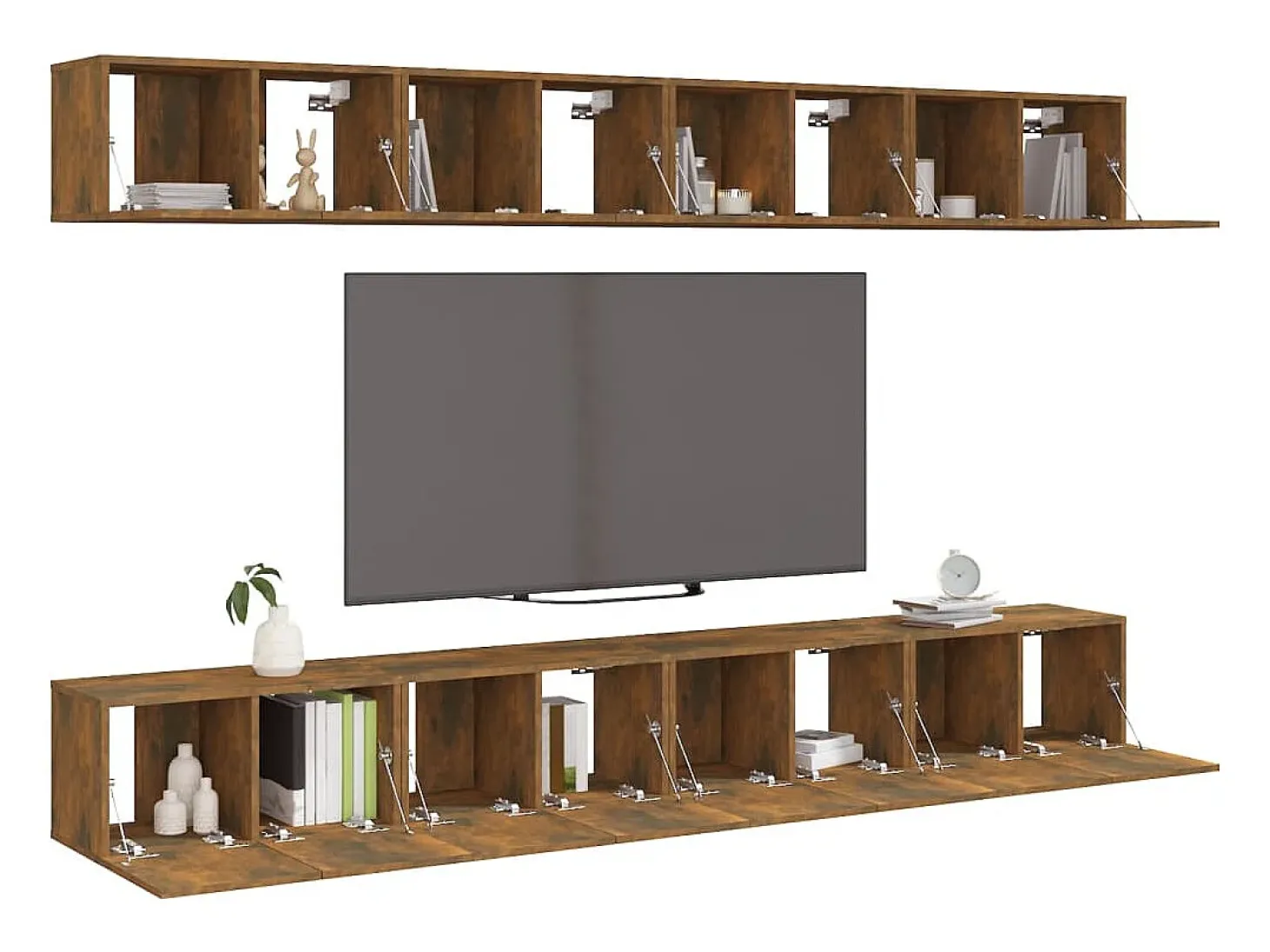 Muebles de TV 8 piezas madera color roble ahumado 60x30x30 cm