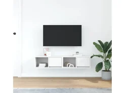Muebles de TV 2 uds Blanco 60x31x25,5 cm Madera de ingeniería
