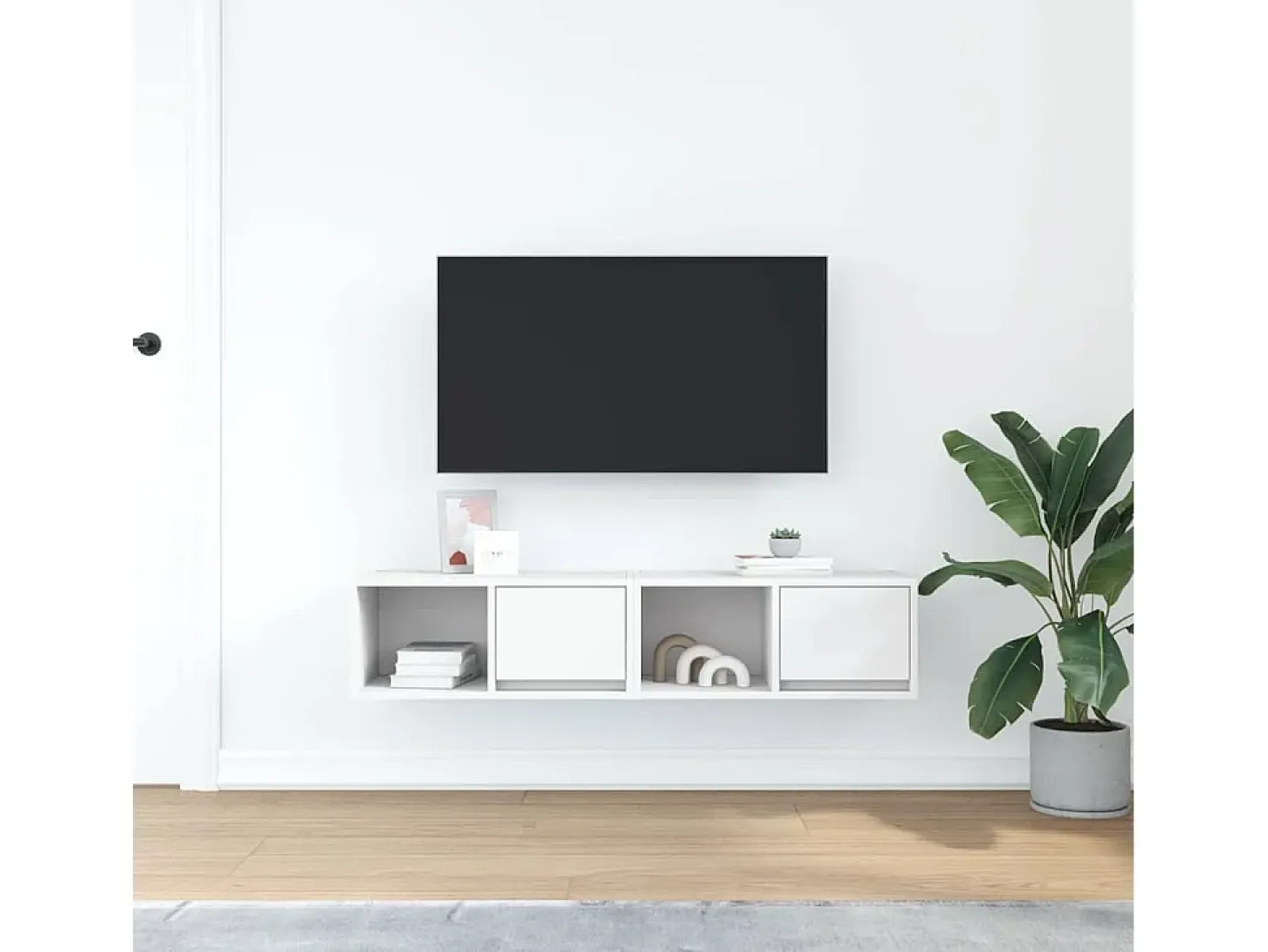Muebles de TV 2 uds Blanco 60x31x25,5 cm Madera de ingeniería