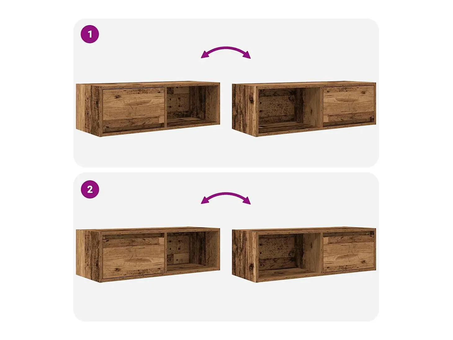 Muebles de TV 2 uds 80x31x25,5 cm Madera ingeniería envejecida