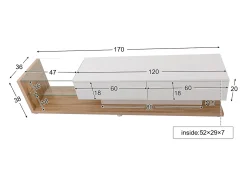 Muebles de TV con 2 cajones y estantes de vidrio - 170 x 36 x 38 cm - LED - Tablero de partículas - Blanco + natural