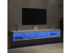 Muebles de TV con luces LED 2 uds blanco 100x30x30 cm