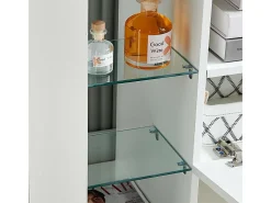 Muebles de TV de ángulo moderno con luz LED, banco moderno de TV blanco blanco, 9 compartimentos, muebles de sala de estar 100x40x68cm