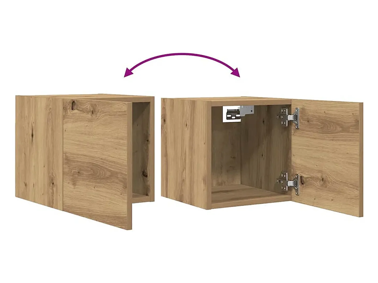Muebles de TV de pared de 2 piezas, roble artesanal, 30,5x30x30 cm