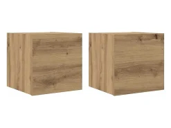Muebles de TV de pared de 2 piezas, roble artesanal, 30,5x30x30 cm