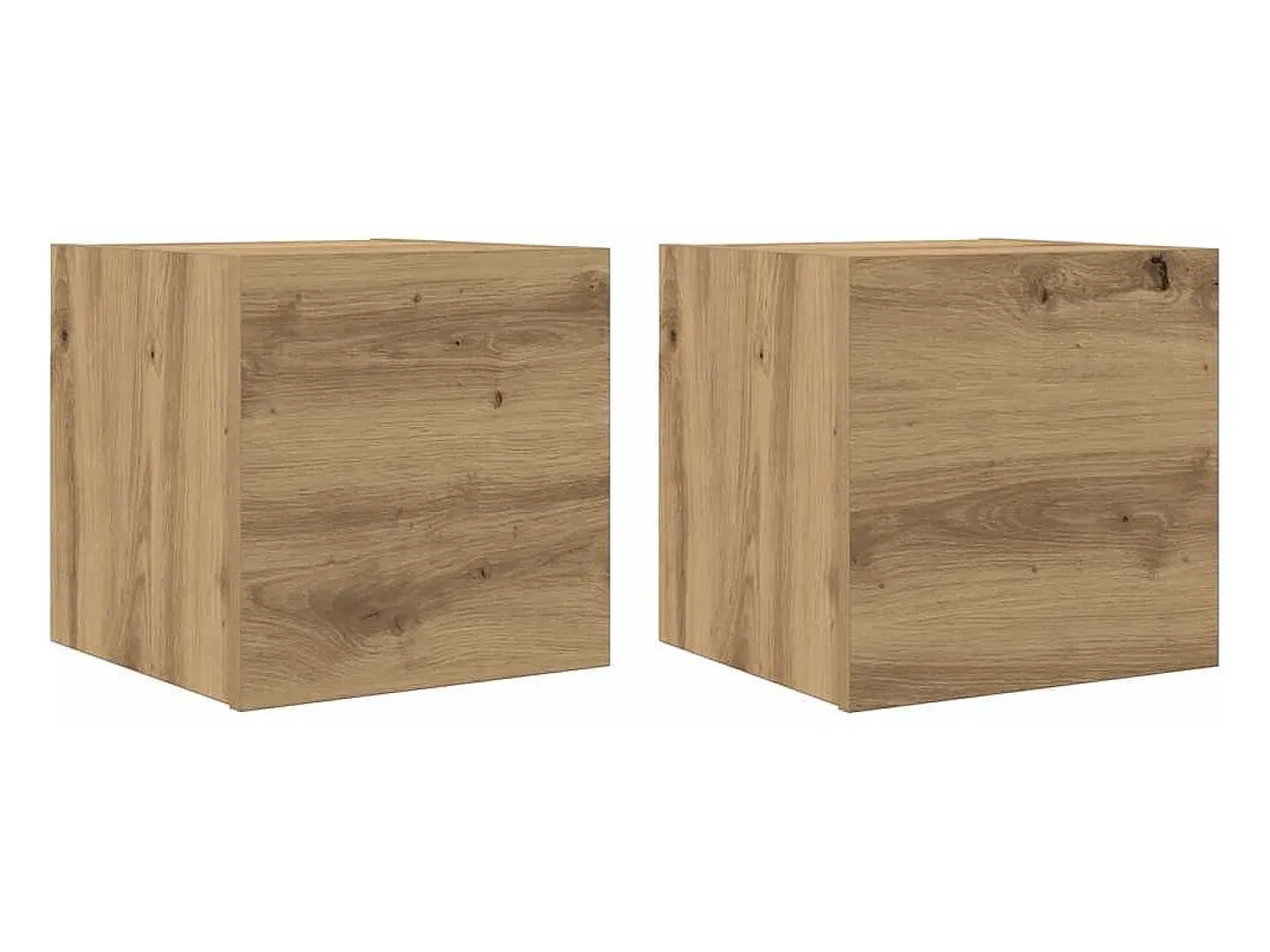 Muebles de TV de pared de 2 piezas, roble artesanal, 30,5x30x30 cm