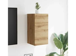 Muebles de TV de pared de 2 piezas, roble artesanal, 30,5x30x30 cm