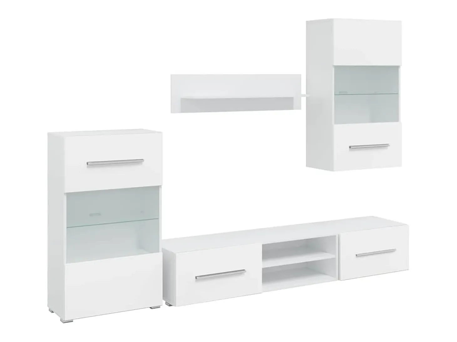 Muebles para TV 5 piezas con iluminación LED blanco mate