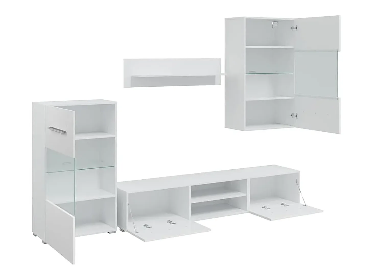 Muebles para TV 5 piezas con iluminación LED blanco mate
