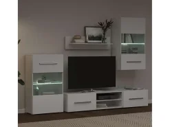 Muebles para TV 5 piezas con iluminación LED blanco mate