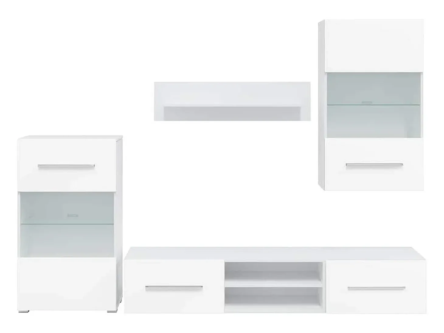 Muebles para TV 5 piezas con iluminación LED blanco mate