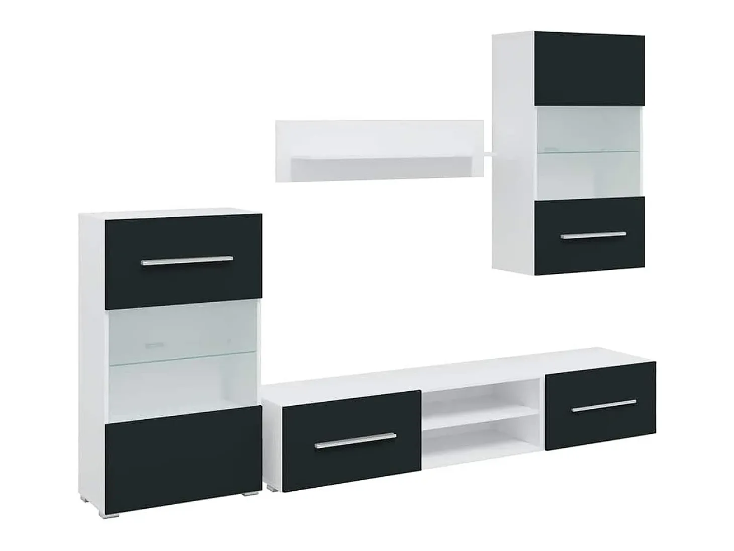 Muebles para TV 5 piezas con iluminación LED índigo mate