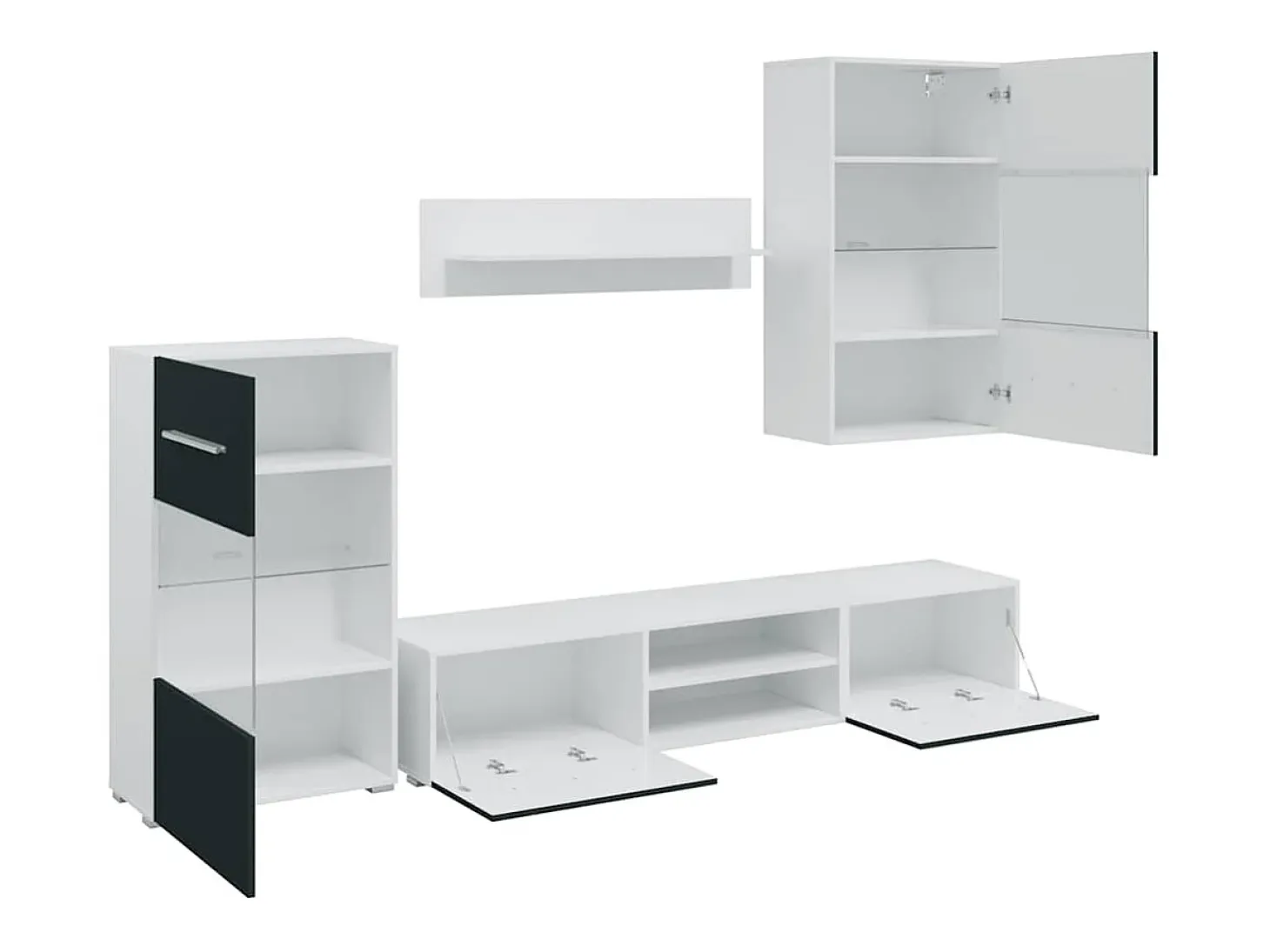 Muebles para TV 5 piezas con iluminación LED índigo mate