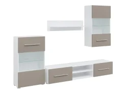 Muebles para TV 5 piezas con iluminación LED gris piedra