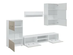 Muebles para TV 5 piezas con iluminación LED gris piedra