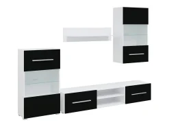 Muebles para TV 5 piezas con iluminación LED negra mate