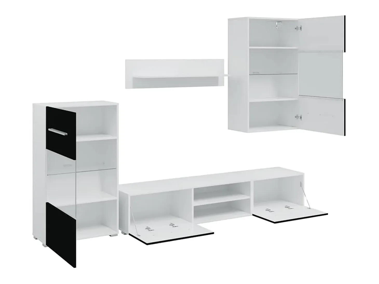 Muebles para TV 5 piezas con iluminación LED negra mate