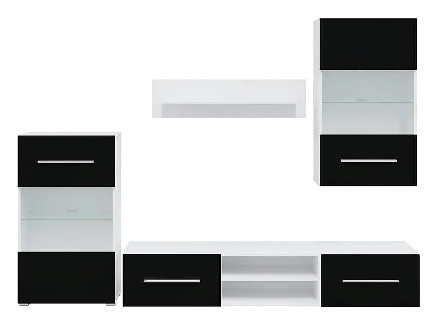 Muebles para TV 5 piezas con iluminación LED negra mate