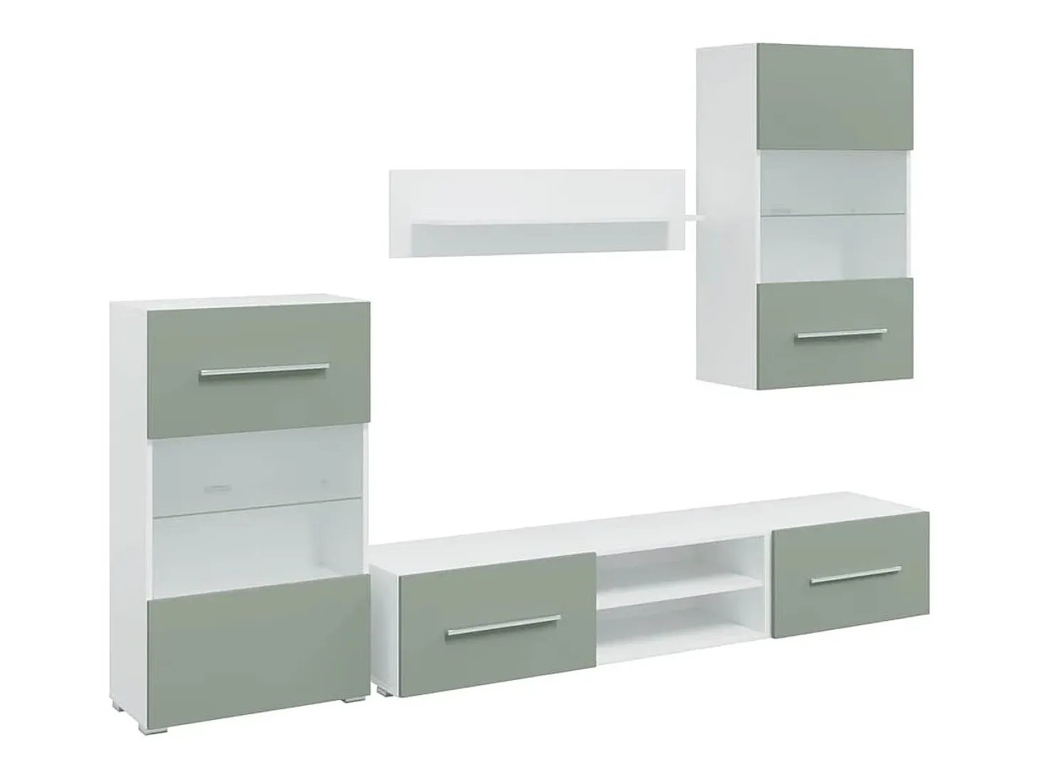 Muebles para TV 5 piezas con iluminación LED verde oliva