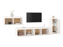 Muebles para TV 4 piezas madera maciza de pino blanco ES49780