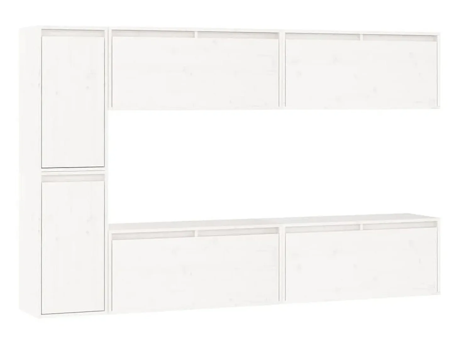 Muebles para TV 6 piezas madera maciza de pino blanco ES40538