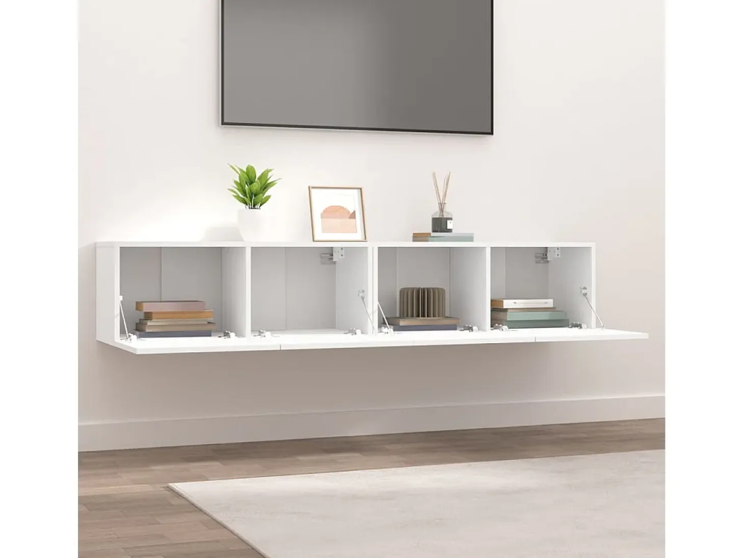 Muebles para TV 2 uds madera de ingeniería blanco 80x30x30 cm ES73279