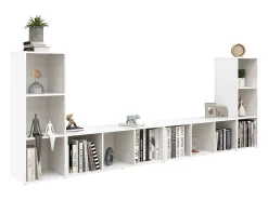 Muebles para TV 4 uds madera contrachapada blanco 107x35x37 cm