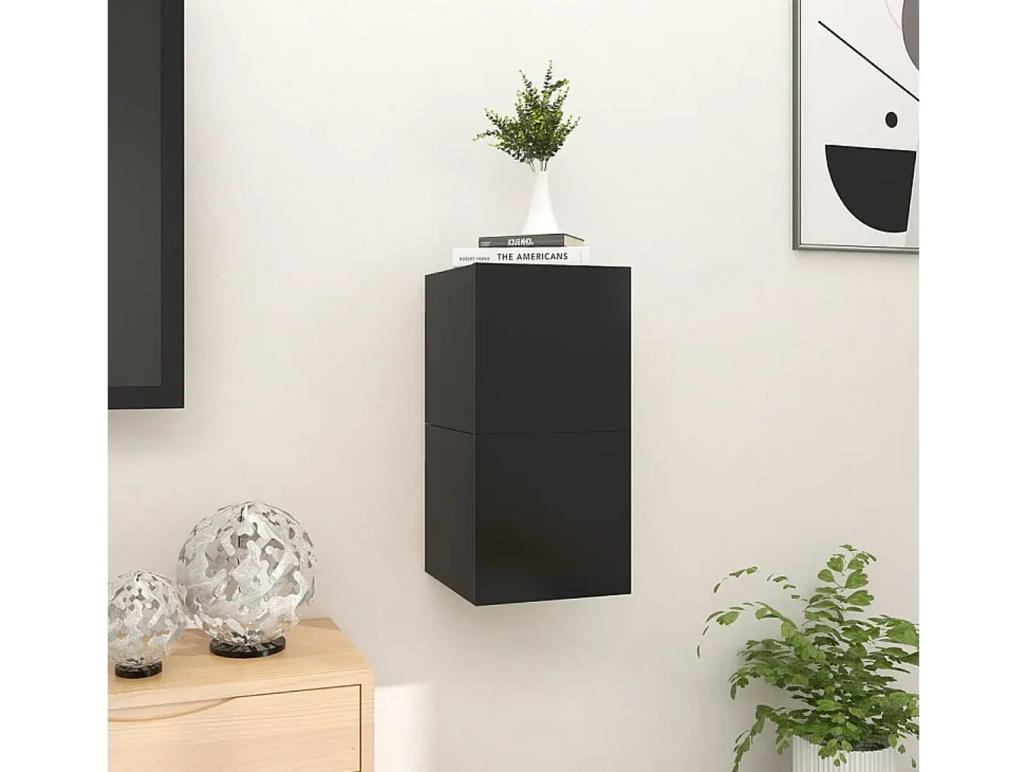 Muebles TV de pared 2 uds negro 30,5x30x30 cm ES89488