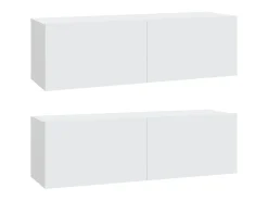 Muebles TV de pared 2 uds madera ingeniería blanco 100x30x30 cm ES33738