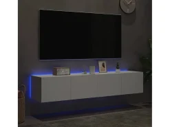 Muebles TV de pared con luces LED 2 uds blanco 80x35x31 cm ES75873