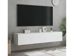 Muebles TV de pared con luces LED 2 uds blanco 80x35x31 cm ES75873