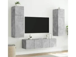 Muebles TV de pared luces LED 2 uds gris hormigón 80x35x31 cm ES53358