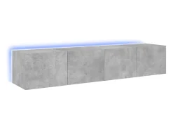 Muebles TV de pared luces LED 2 uds gris hormigón 80x35x31 cm ES53358