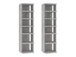 Muebles zapateros 2 uds color gris hormigón 27,5x27x102 cm ES740181