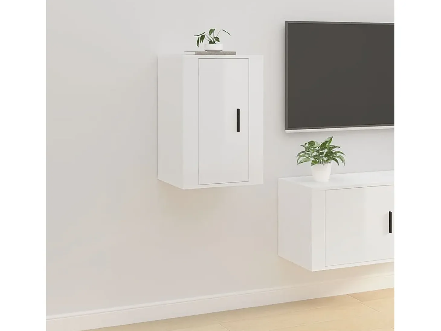 Murk Mueble para TV de pared blanco brillante 40x34,5x60 cm